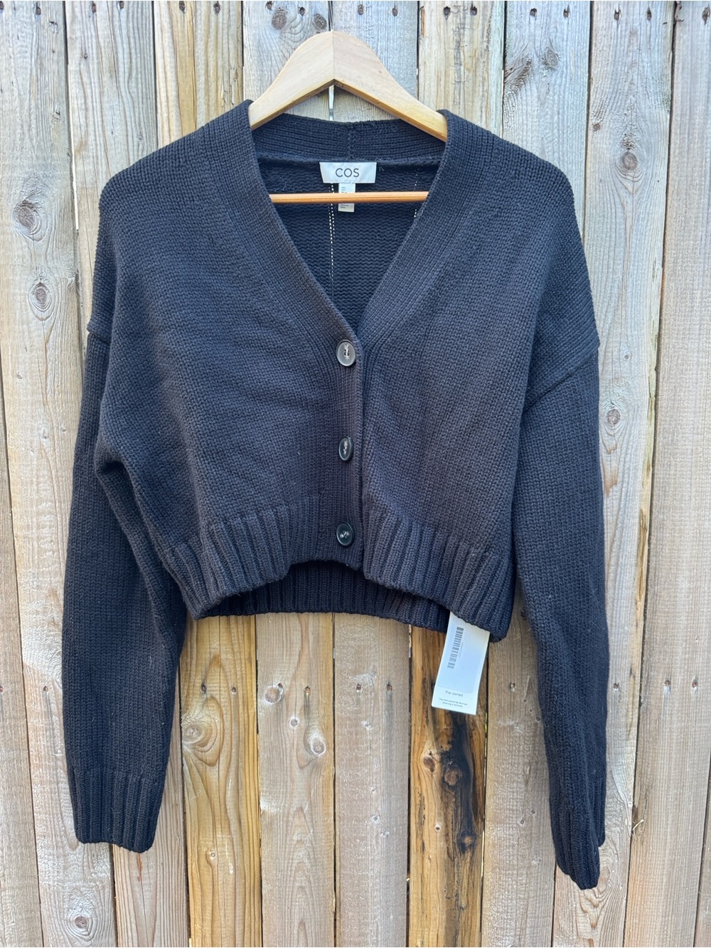 COS chunky cashmere wool cropped Cardigan